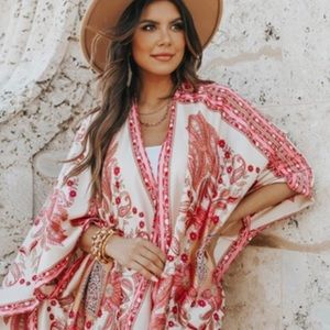 Santorini Sunset Printed Kimono